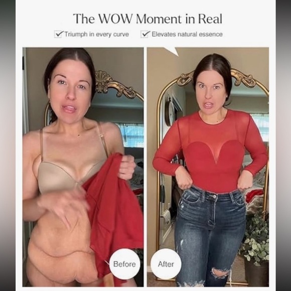 Popilush Long Sleeve Mesh Bodysuit Shapewear Built in Bra Thong NWT S - Picture 3 of 7